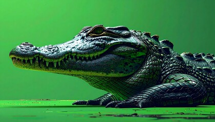 A large reptile with a long snout and scaly skin