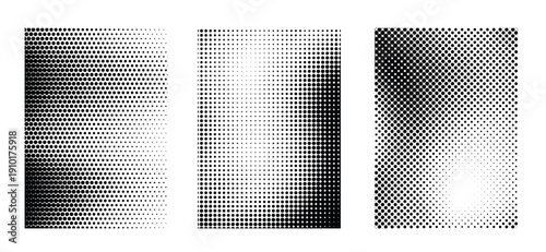 grunge halftone gradient background set white and black
