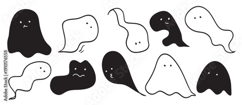 minimalist ghost illustrations for fun and festive designs