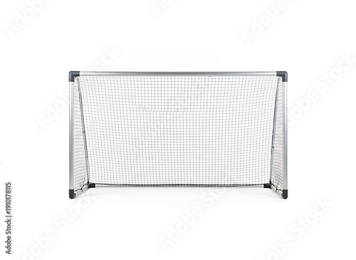 Steel-framed soccer goal with netting. Soccer / Football