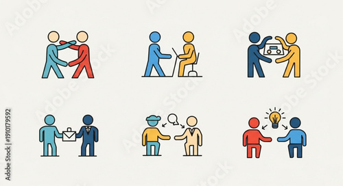 Business Partnership and Collaboration Icons Set.