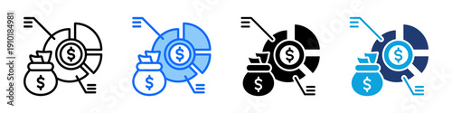 Capital Allocation Icon Set Multi Style Vector Illustration