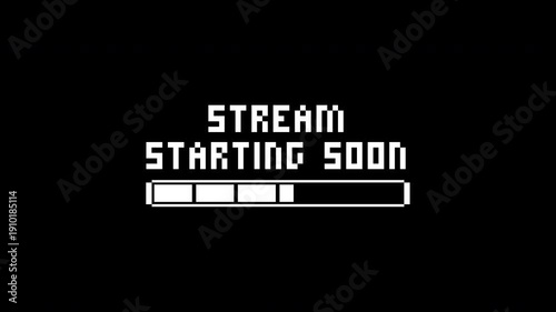 Streaming starting soon for starting soon on black background. Perfect for vintagethemed livestreams or twitch channels looking for a nostalgic touch.