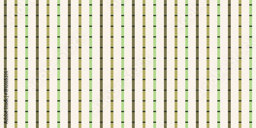 Seamless pattern with vertical dashed stripes in varying shades of green, minimalist nature-inspired geometric wallpaper for product branding