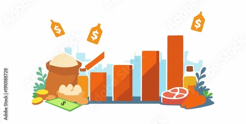 business graph with price increase food