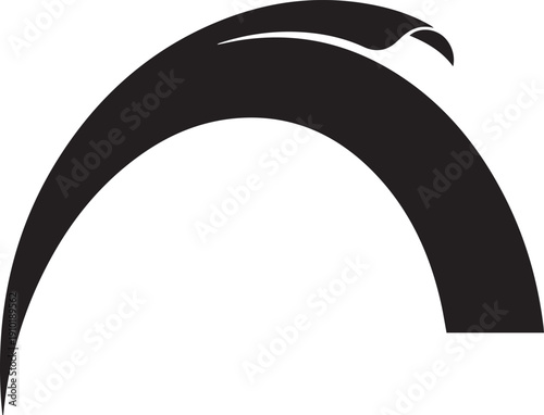 Abstract curved line forming arc shape with swoosh effect in dynamic movement and flow vector