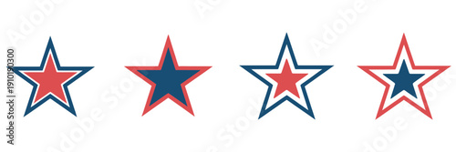 USA star icon set, patriotic vector symbols for ranked American themed designs