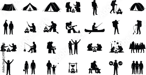 Campers enjoy outdoor leisure activities.