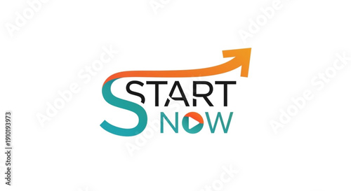 Start Now Logo Design – Motivational Business Growth Arrow Icon



