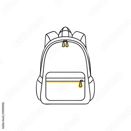 Minimalist backpack design with yellow zipper detail  