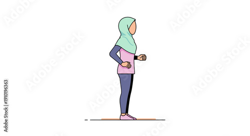 Woman wearing hijab holding a cup of coffee or tea.