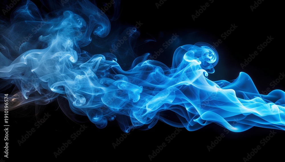 Fototapeta premium glowing light blue smoke on a black background