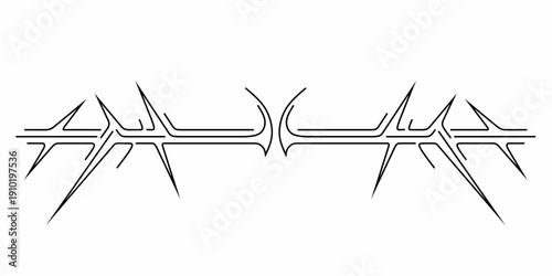Neo Tribal symmetrical shapes. Cyber sigilism elements, design perfect for streetwear fashion, digital tattoos or Y2K cyberpunk visuals.
