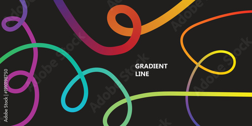 Vibrant multicolored gradient lines artwork with text on black background