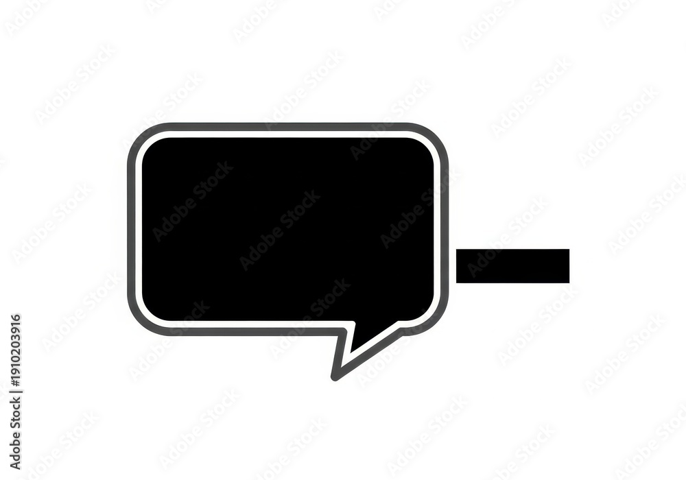 Naklejka premium Rounded rectangular speech bubble graphic pointing right with a dark fill