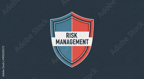 Risk management concept with shield icon on dark background symbolizing protection and security measures