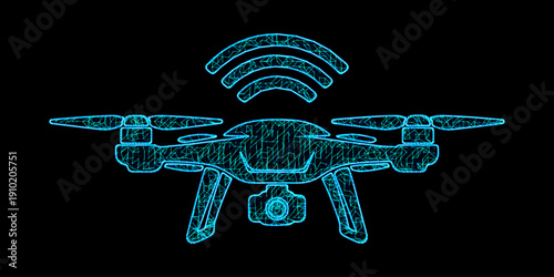 AI Autonomous Drone Digital Twin - Cybernetic Mesh Network and Remote AIOps Connectivity Vector