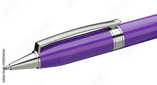 Purple Ballpoint Pen with Silver Clip and Trim