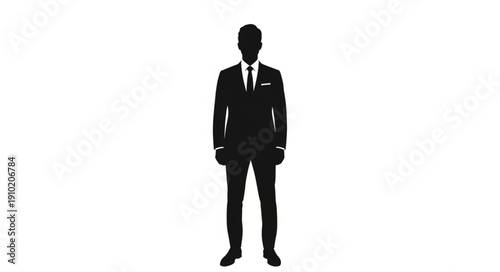 Full body silhouette of a man in a business suit standing upright.