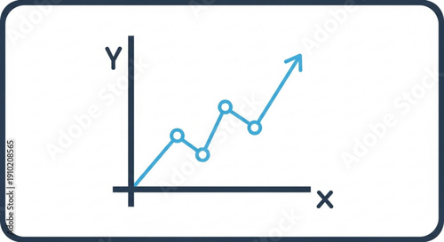 Graph showing upward trend with data points on coordinate plane blue line chart on white background with black axes