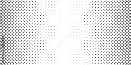 Dotted halftone gradient texture. Vanishing polka dot background. Repeating dots gradation pattern background. Black fading comic pop art overlay backdrop. Raster effect wallpaper. Vector halftone