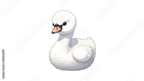A white cartoon swan wearing black glasses on a plain white background.