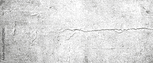 Distressed vector texture overlay with horizontal crack Monochrome grunge canvas pattern background for design elements