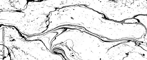 High contrast black liquid marbling seamless vector texture grunge overlay background