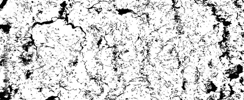 Black and white grunge distressed texture overlay effect vector background Abstract rough wall surface with cracks and spots