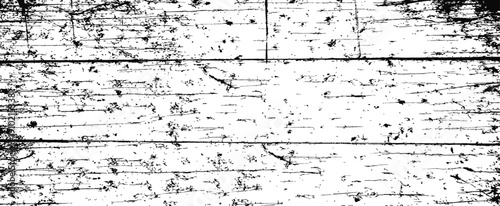 Black and white grunge distressed wood plank texture overlay vector background