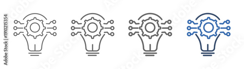 
outline icon set emerging with lights, gears and artificial nerves design