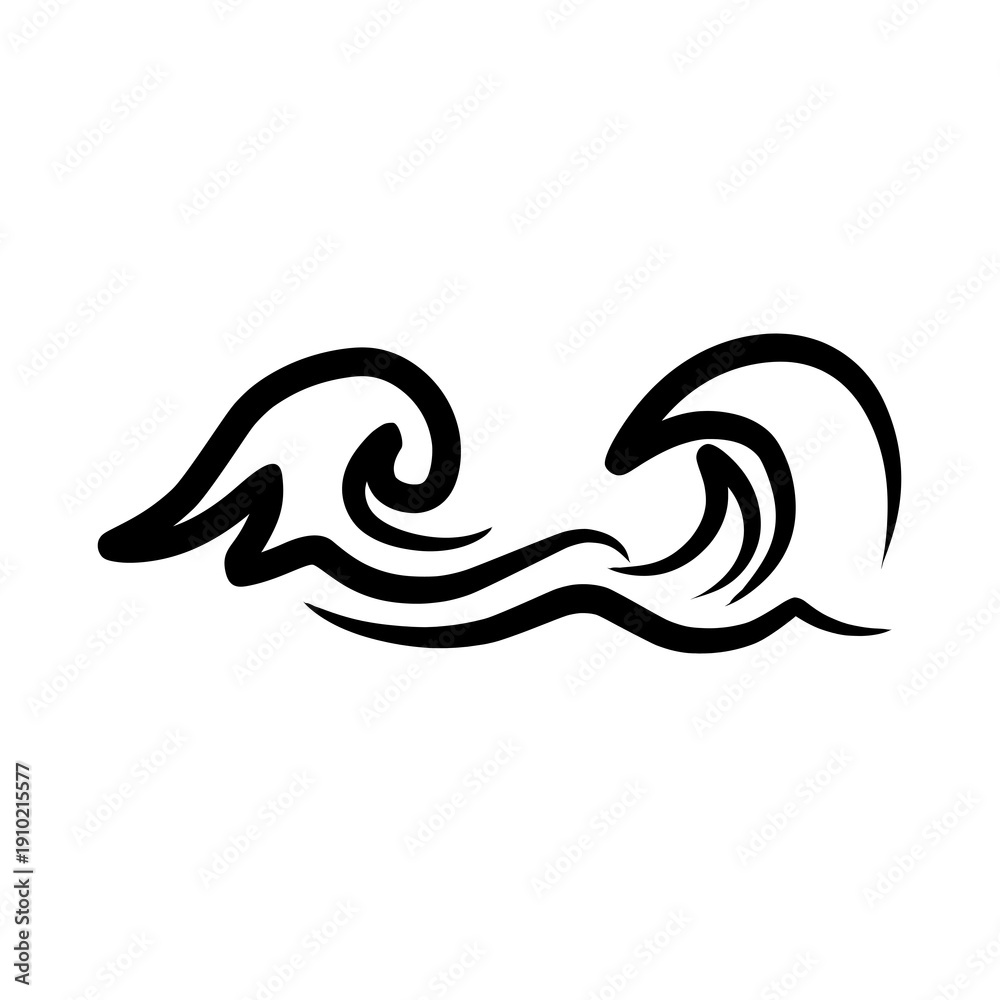 Obraz premium silhouette of black waves on a white background