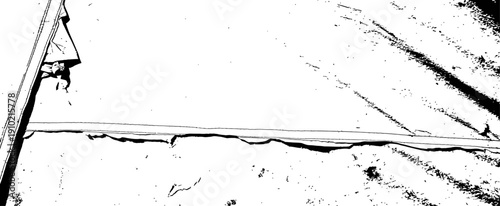Black and white abstract grunge texture vector overlay with distressed surface lines and structural frame element