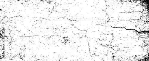 Distressed cracked texture overlay vector grunge black and white background for aging effect design elements