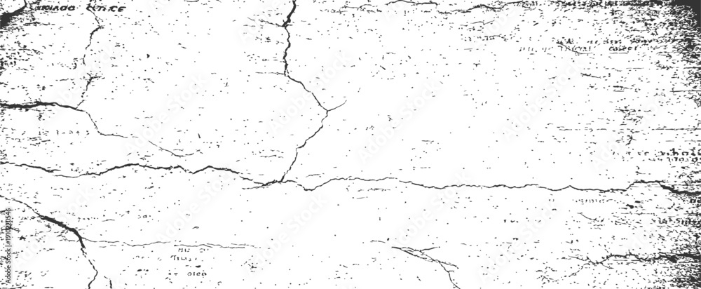 Obraz premium Distressed cracked grunge overlay vector texture black and white high contrast background for vintage abstract effects