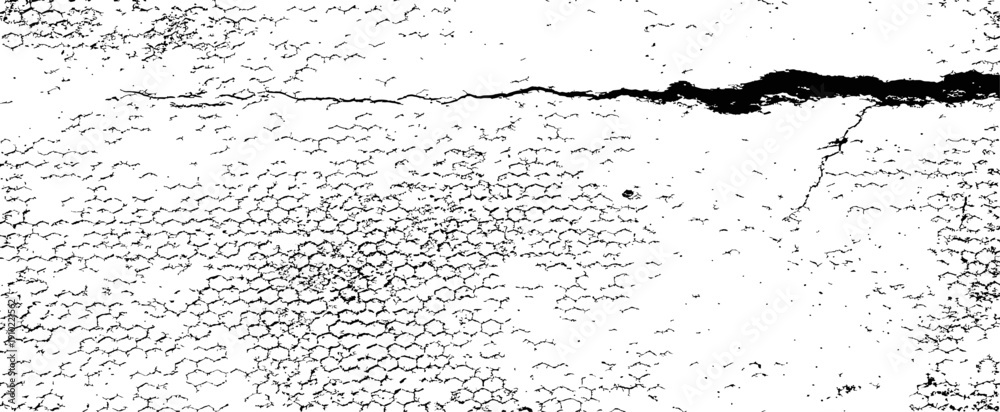 Obraz premium Abstract Distressed Hexagonal Grid Grunge Texture Overlay with Deep Crack Damage