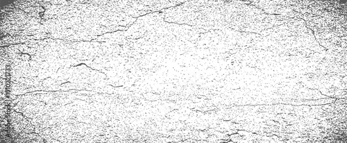 Cracked grunge texture overlay distressed asphalt concrete wall background black and white vector abstract vintage dirty surface grain noise effect