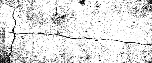 Black and white grunge vector texture overlay of cracked concrete wall or distressed stucco surface background with rough dirty effect