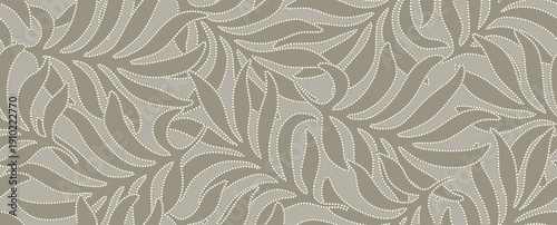 Abstract floral leaves seamless pattern with dotted flat style.	