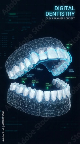 Digital Dentistry Clear Aligner Concept in High-Tech Visualization