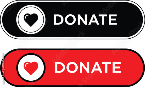 Donate buttons with heart icons for charity and fundraising campaigns