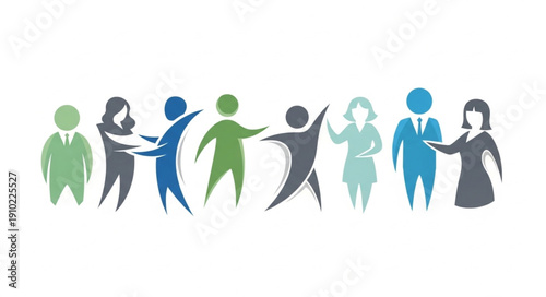 Diverse group of stylized people figures standing together.