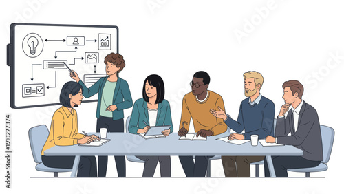 Wallpaper Mural Diverse Business Team Collaborating on Project Strategy in a Meeting. Torontodigital.ca