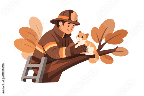Firefighter Rescues Adorable Kitten Stuck in Tree.