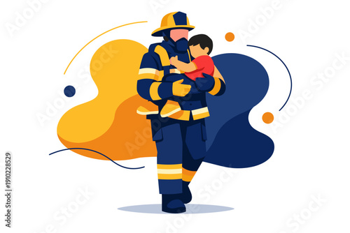 Firefighter Rescues Child From Danger Heroic Act of Bravery.