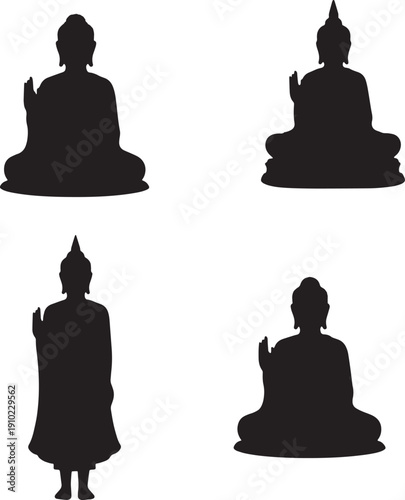 Vesak Buddha purnima silhouette vector