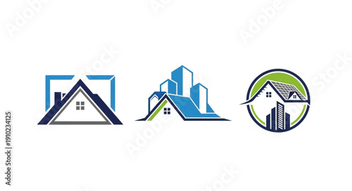 Real Estate Logo Designs Collection Modern Abstract Buildings.