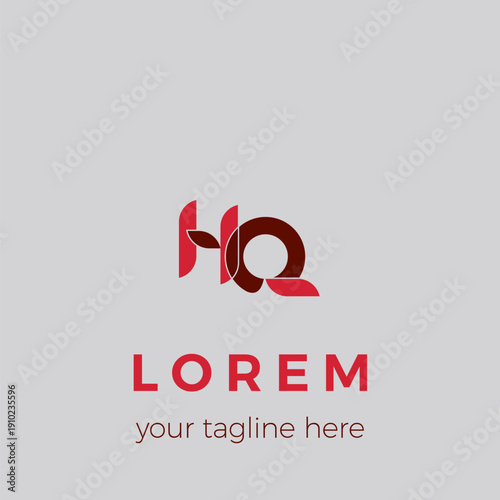 A logo combining the letters H and Q, an HQ logo design template with a dominant red color. A simple or minimalist initial logo.