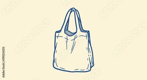 Hand drawn sketch of a reusable canvas tote bag.