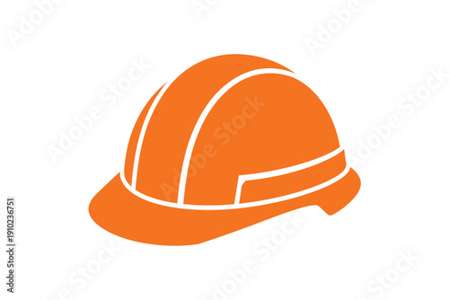 An orange hard hat on a white background for construction